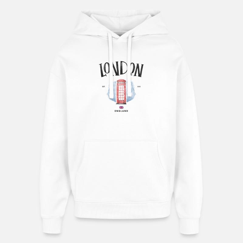 Londres Red Phone Booth Aquarelle - Sweat à capuche unisexe Stanley/Stella Oversized - blanc