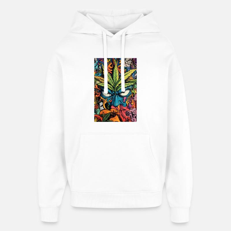 Kaléidoscope Graffiti Cannabis - Sweat à capuche unisexe Stanley/Stella Oversized - blanc