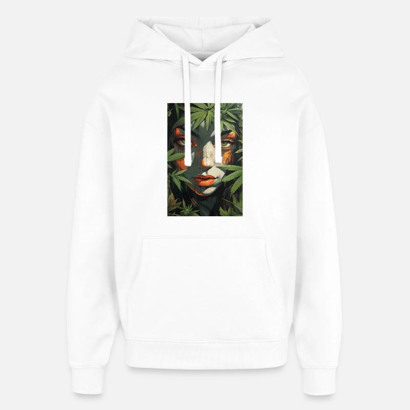 Face de feuille sous la lumière de la jungle - Sweat à capuche unisexe Stanley/Stella Oversized - blanc