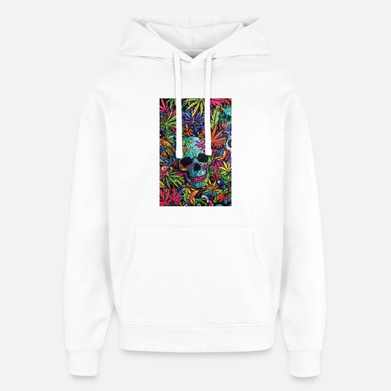 Crâne psychédélique dans la jungle - Sweat à capuche unisexe Stanley/Stella Oversized - blanc