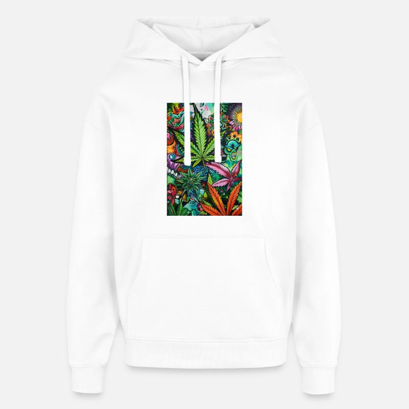 Psychedelic Leaf World - Sweat à capuche unisexe Stanley/Stella Oversized - blanc