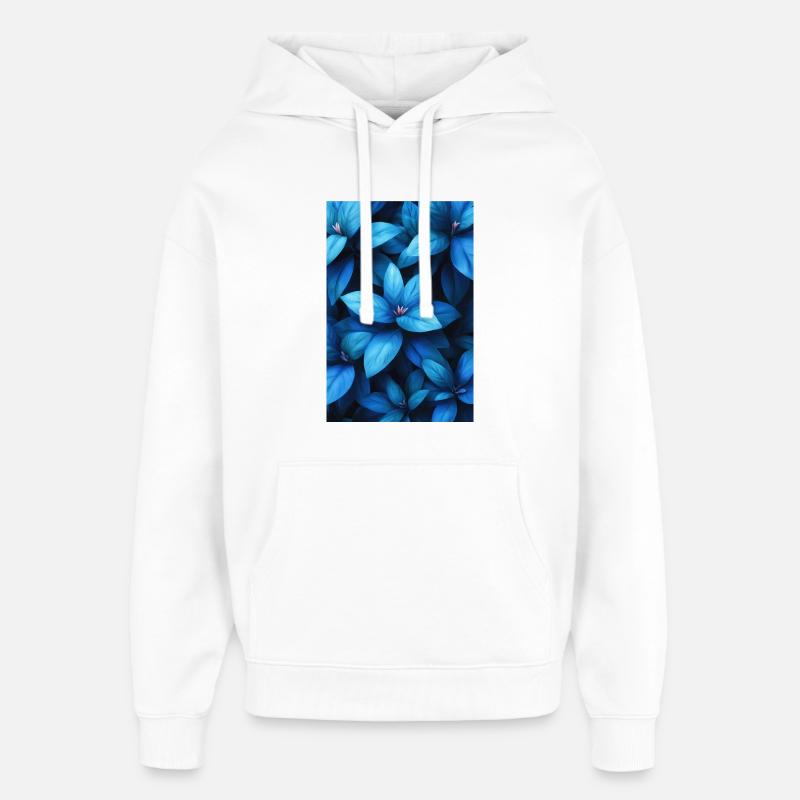 Tissage feuillu bleu cobalt - Sweat à capuche unisexe Stanley/Stella Oversized - blanc