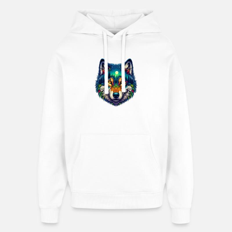 Loup - Sweat à capuche unisexe Stanley/Stella Oversized - blanc