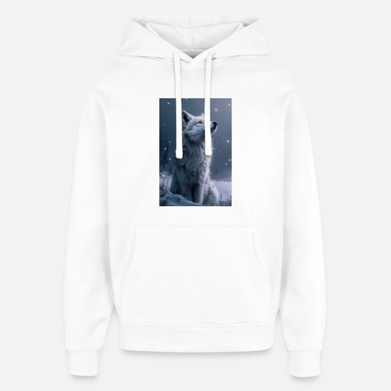 Poster Illustration de Loup Blanc - Sweat à capuche unisexe Stanley/Stella Oversized - blanc