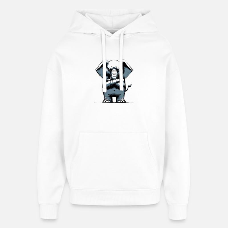elephant bad guy - Sweat à capuche unisexe Stanley/Stella Oversized - blanc
