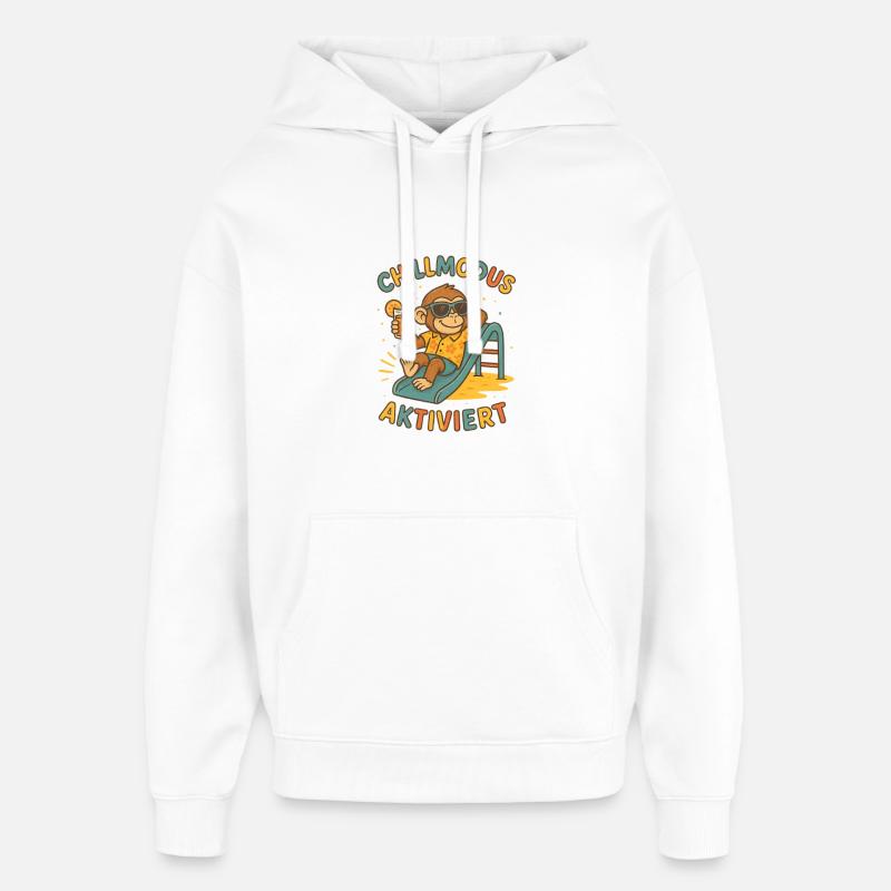 Monkey activé pour le mode détente - Sweat à capuche unisexe Stanley/Stella Oversized - blanc