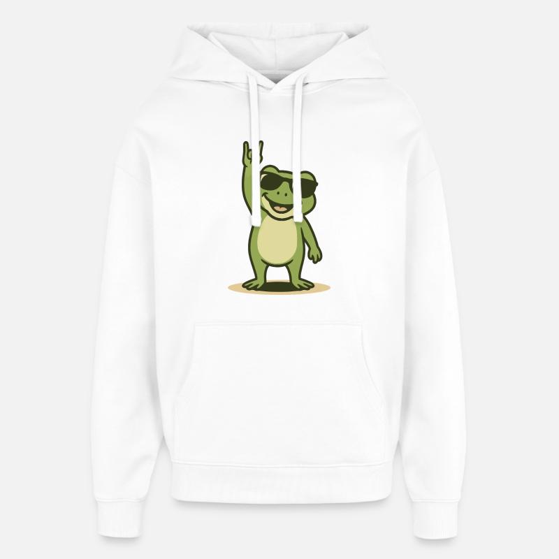 Rock’n’Ribbit - Sweat à capuche unisexe Stanley/Stella Oversized - blanc