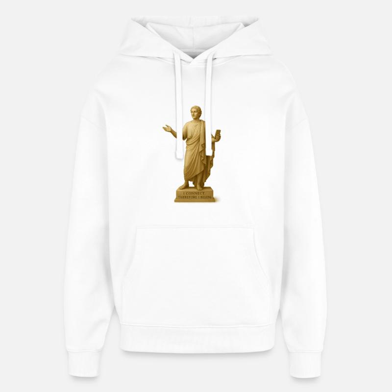 Statue grecque moderne avec smartphone - Sweat à capuche unisexe Stanley/Stella Oversized - blanc