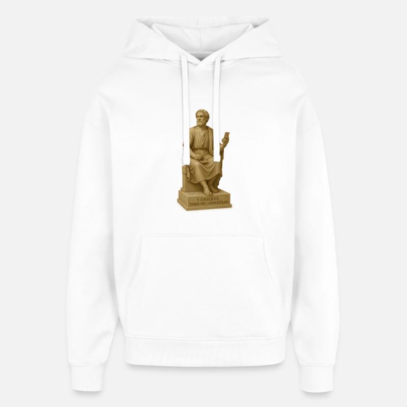 Statue de philosophe antique avec smartphone - Sweat à capuche unisexe Stanley/Stella Oversized - blanc