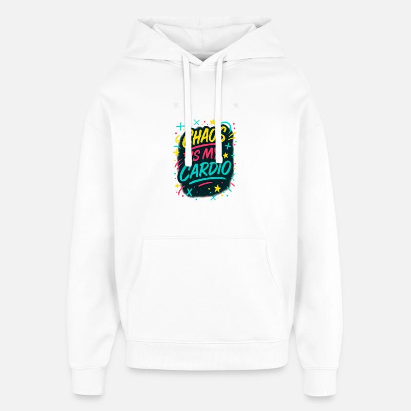 Le chaos est mon Cardio - Sweat à capuche unisexe Stanley/Stella Oversized - blanc