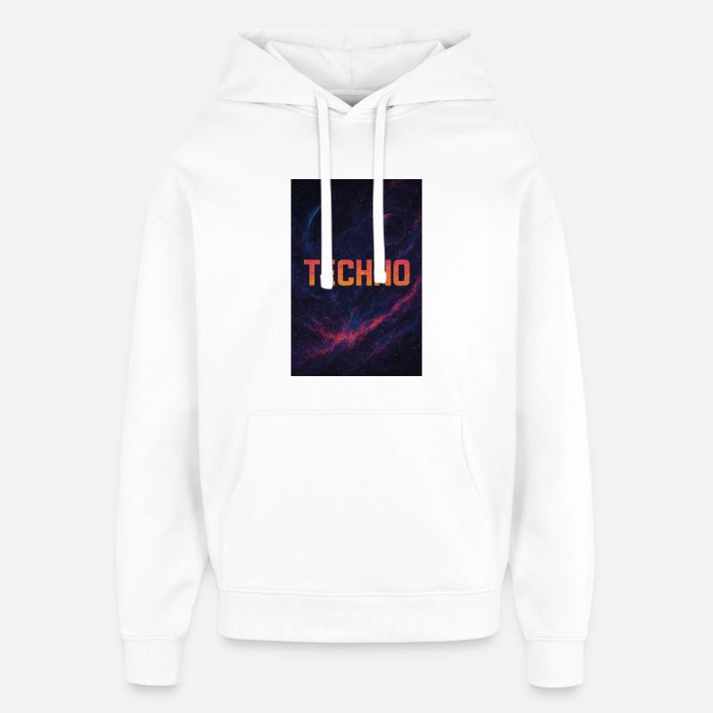 Futuristic Space Techno Design - Oversized Unisex Hoodie by Stanley/Stella - white