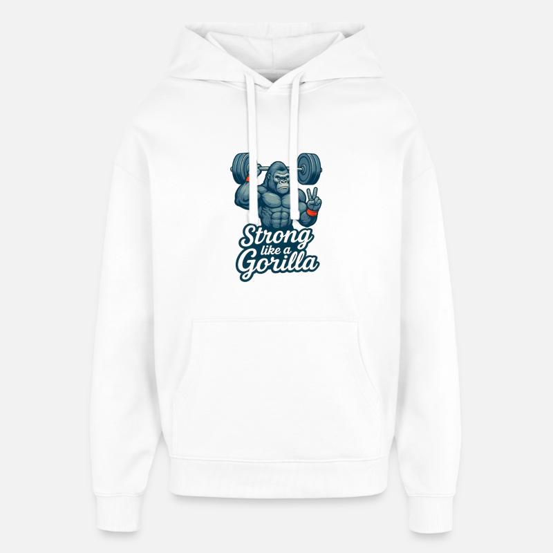 Strong like a gorilla - Sweat à capuche unisexe Stanley/Stella Oversized - blanc