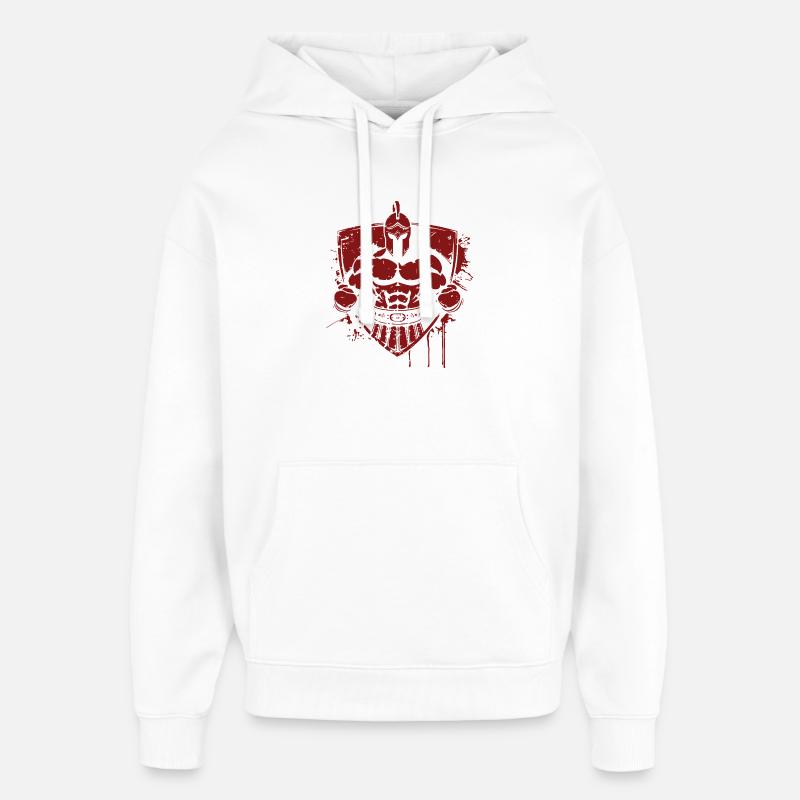 Guerrier en armure avec bouclier - Sweat à capuche unisexe Stanley/Stella Oversized - blanc