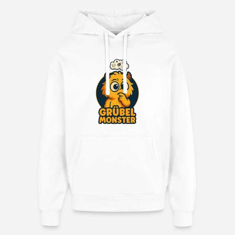 Brooding Monsters – Cute, Thoughtful & Funny - Oversized Unisex Hoodie by Stanley/Stella - white
