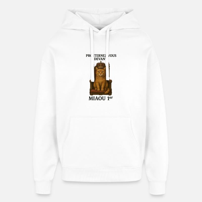 Chat Royal sur son Trône - Sweat à capuche unisexe Stanley/Stella Oversized - blanc