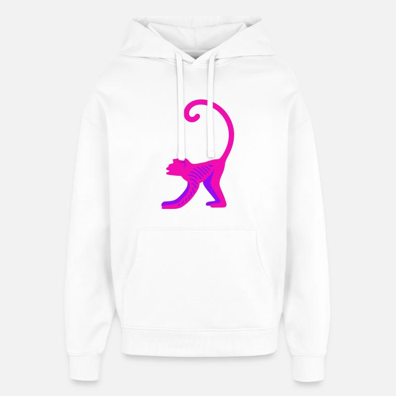 Singe rose fluo - Sweat à capuche unisexe Stanley/Stella Oversized - blanc