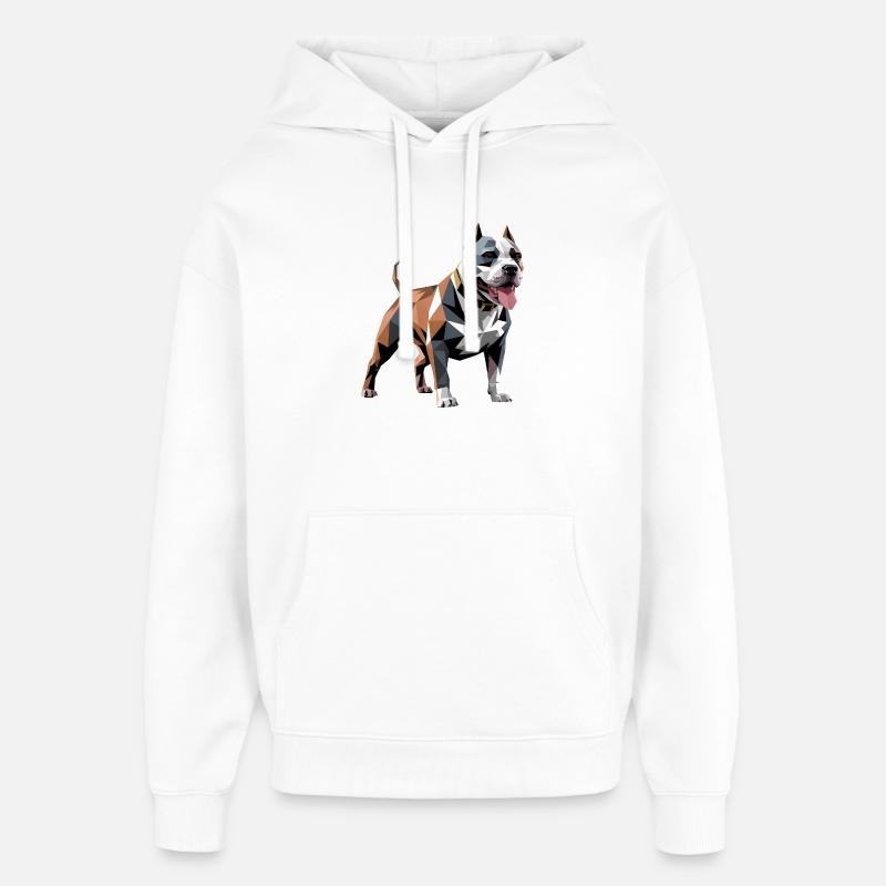 Bulldog - Cool Low Poly Logo - Sweat à capuche unisexe Stanley/Stella Oversized - blanc