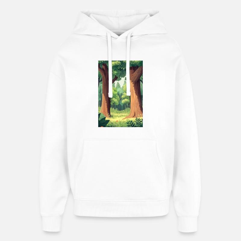 Poster Illustration Paysage de Forêt - Sweat à capuche unisexe Stanley/Stella Oversized - blanc