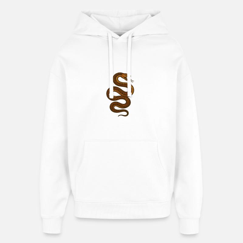 Serpent enroulé brun - Sweat à capuche unisexe Stanley/Stella Oversized - blanc