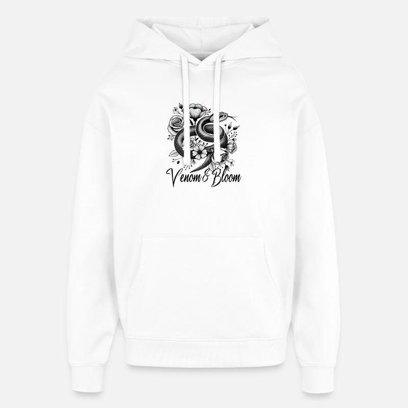 Vigne serpentine de fleurs et roses - Sweat à capuche unisexe Stanley/Stella Oversized - blanc