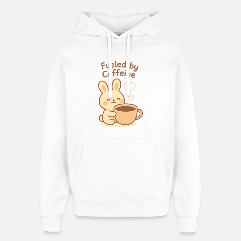 Alimenté par Caffeine Bunny - Sweat à capuche unisexe Stanley/Stella Oversized - blanc