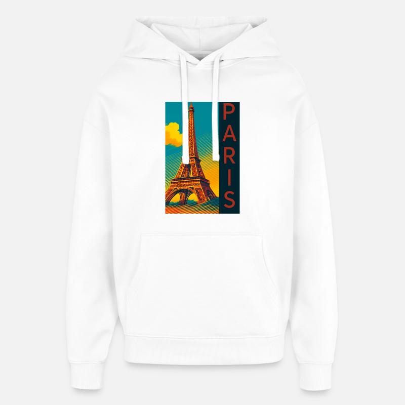 Paris PopArt Skyline Tour Eiffel - Sweat à capuche unisexe Stanley/Stella Oversized - blanc