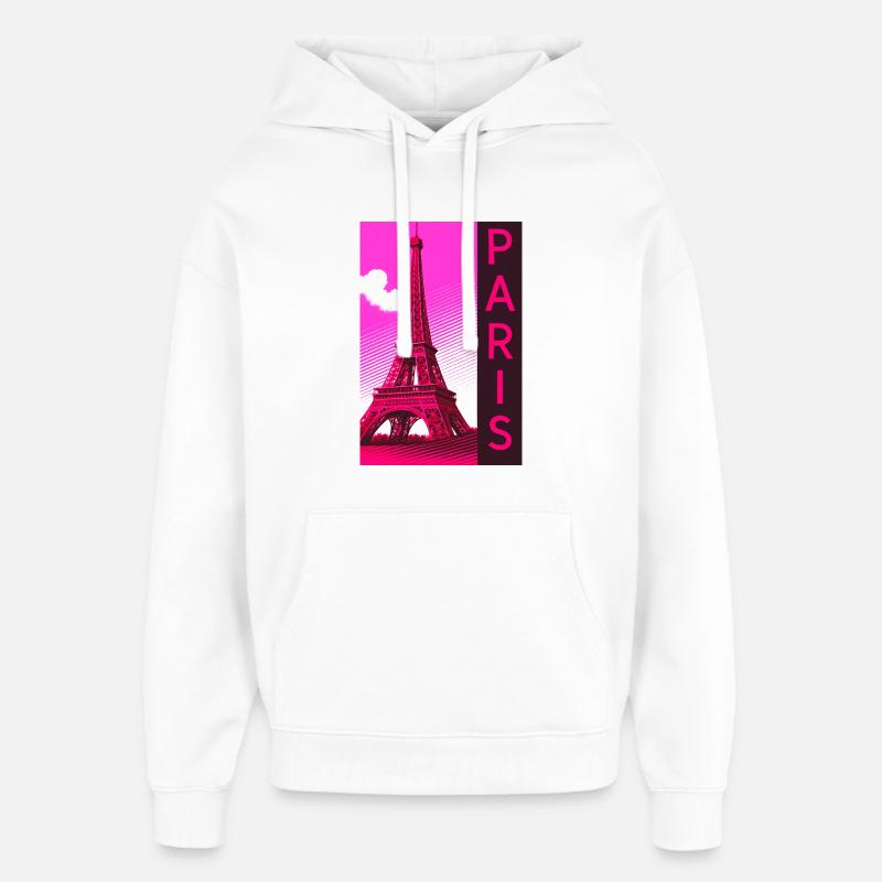 Paris Rose Tour Eiffel Rétro - Sweat à capuche unisexe Stanley/Stella Oversized - blanc