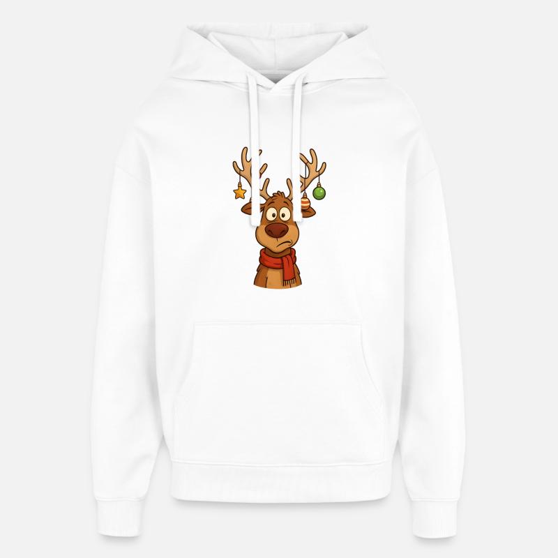 Cerf Rudolph Joyeux Noël doux - Sweat à capuche unisexe Stanley/Stella Oversized - blanc