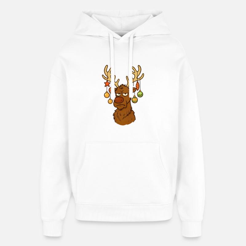 Grumpy Festive Reindeer - Sweat à capuche unisexe Stanley/Stella Oversized - blanc