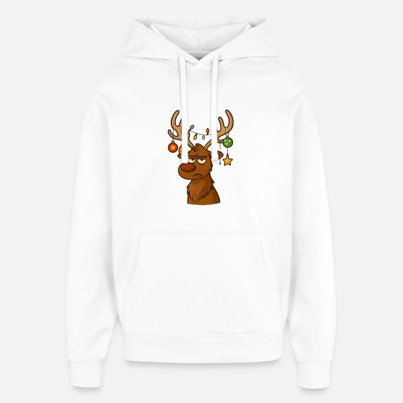 Renne Noël Rudolf - Sweat à capuche unisexe Stanley/Stella Oversized - blanc