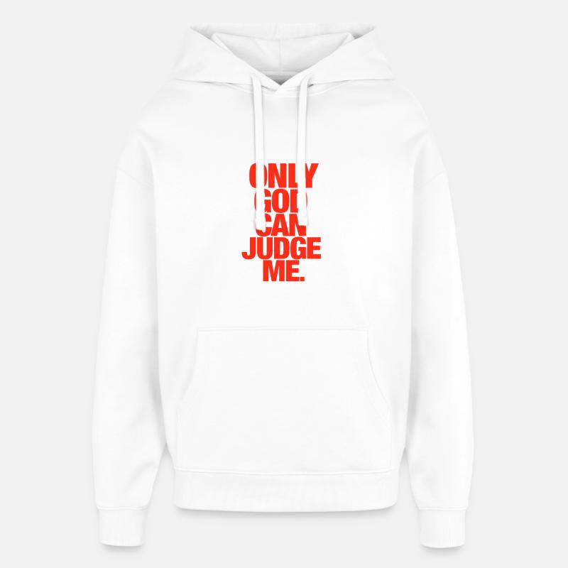 Texte rouge Pas de juge - Sweat à capuche unisexe Stanley/Stella Oversized - blanc