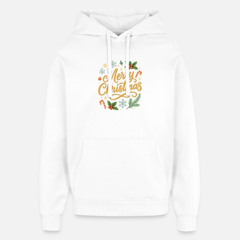 Lettrage de joyeux Noël - Sweat à capuche unisexe Stanley/Stella Oversized - blanc