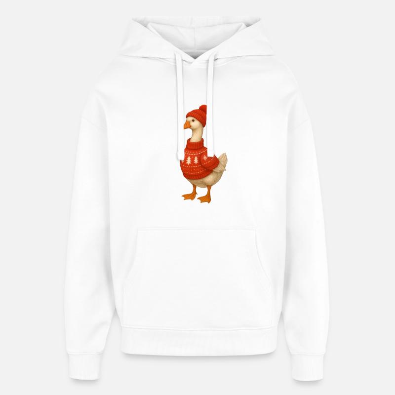 Gans im Strickpullover - Oversized Unisex Hoodie von Stanley/Stella - Weiß