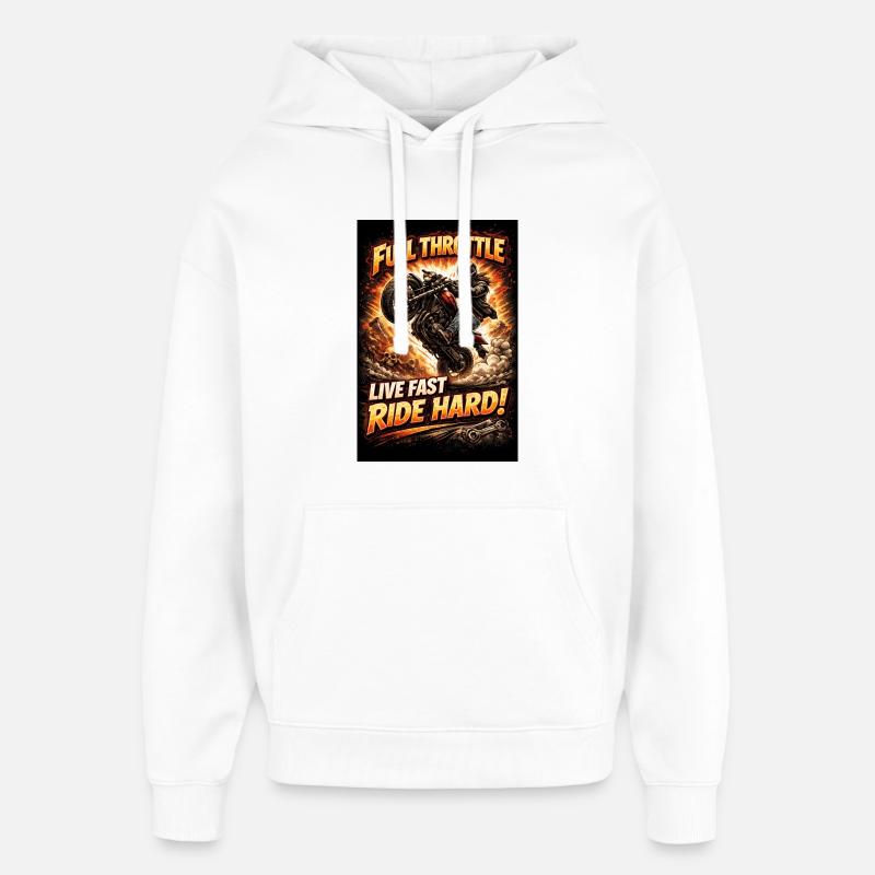 Pleine accélération : Incendie de moto - Sweat à capuche unisexe Stanley/Stella Oversized - blanc