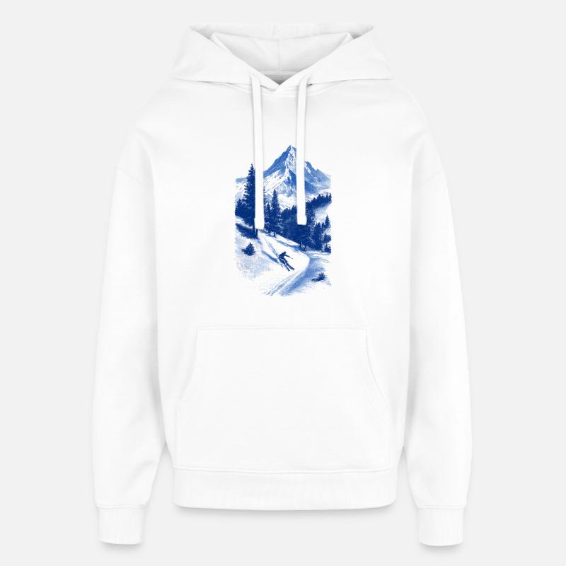 Silhouette du sommet bleu - Sweat à capuche unisexe Stanley/Stella Oversized - blanc
