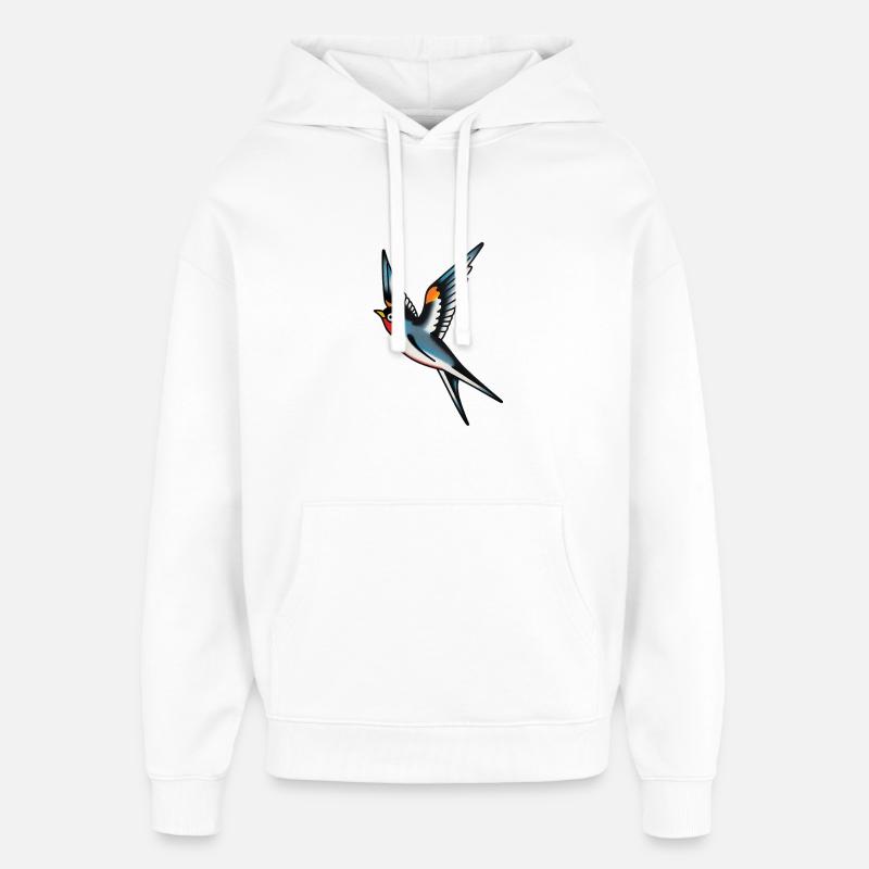 Hirondelle tatouée classique - Sweat à capuche unisexe Stanley/Stella Oversized - blanc