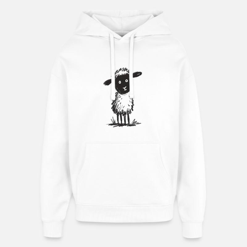 Mouton Doodle Doodle duveteux - Sweat à capuche unisexe Stanley/Stella Oversized - blanc