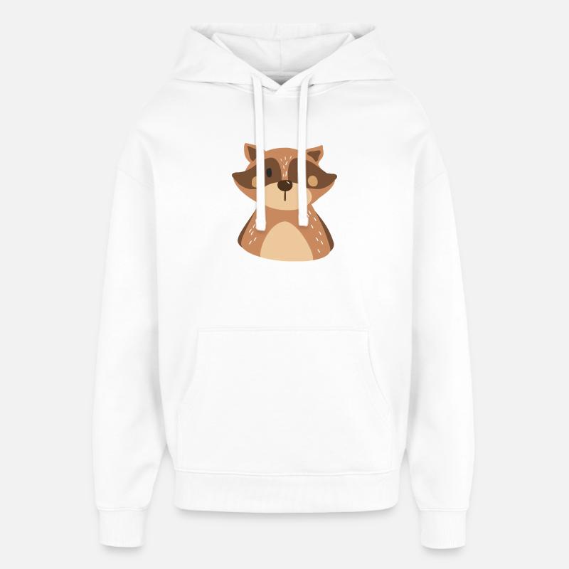 Illustration d'un raton laveur tout mignon - Sweat à capuche unisexe Stanley/Stella Oversized - blanc