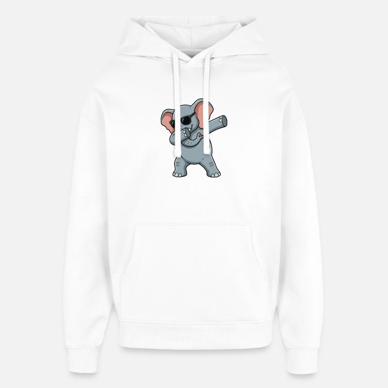 Éléphant drôle dans le style dab - Sweat à capuche unisexe Stanley/Stella Oversized - blanc