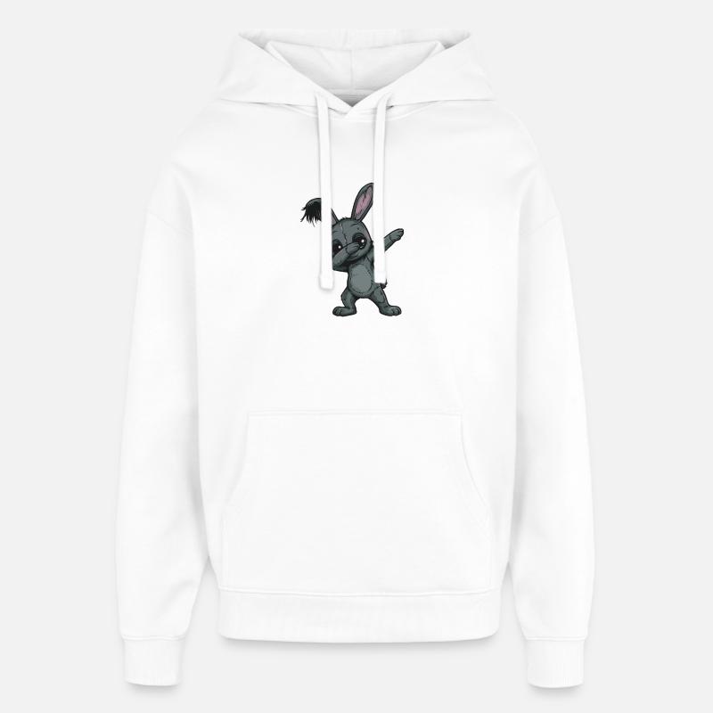 Gribouillis de lapins en patchwork - Sweat à capuche unisexe Stanley/Stella Oversized - blanc