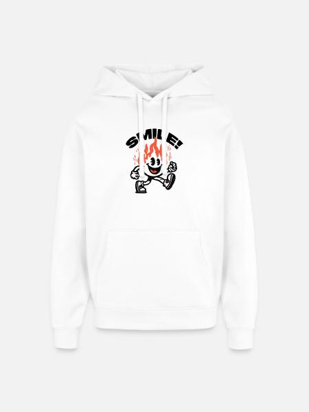 Smile! Fiery Friend Smiley - Oversized Unisex Hoodie by Stanley/Stella - white