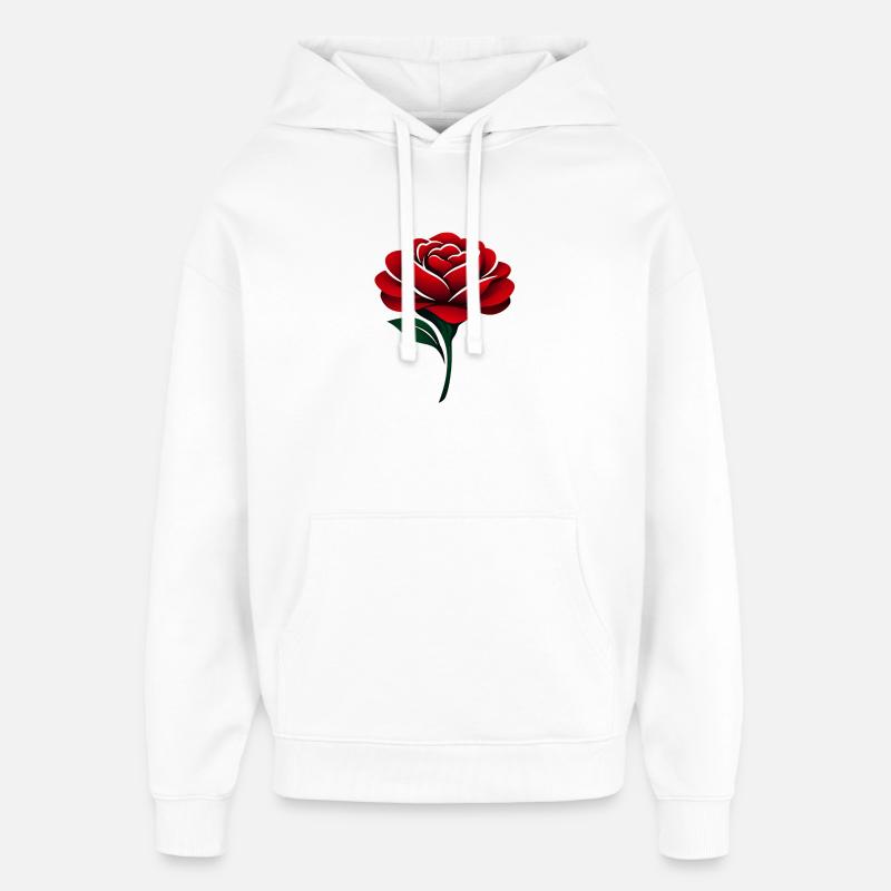 Rose Rouge Fleurs Rouge Profond - Sweat à capuche unisexe Stanley/Stella Oversized - blanc