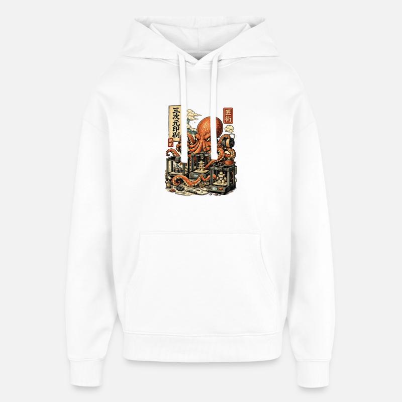 Poulpe Maître de l’Impression 3D - Sweat à capuche unisexe Stanley/Stella Oversized - blanc
