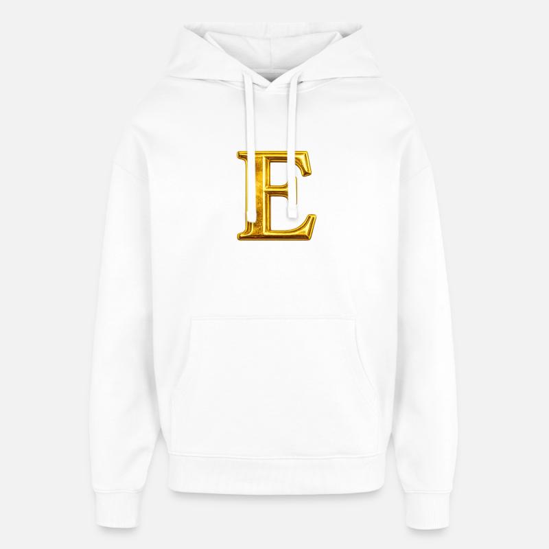 Golden E Monogram Design - Hættetrøje unisex Stanley/Stella Oversized - hvid