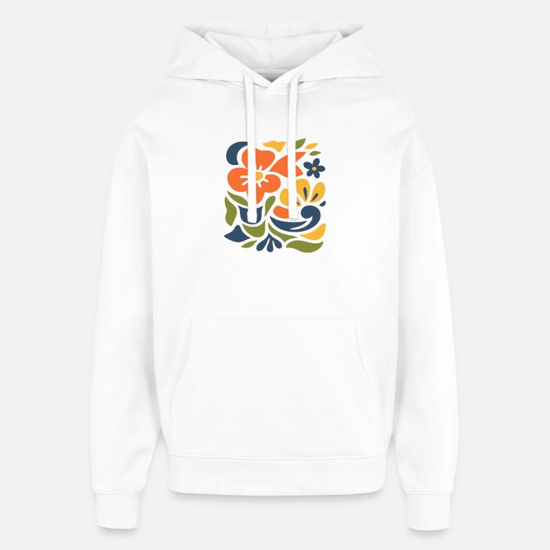Illustration abstraite de motifs floraux - Sweat à capuche unisexe Stanley/Stella Oversized - blanc