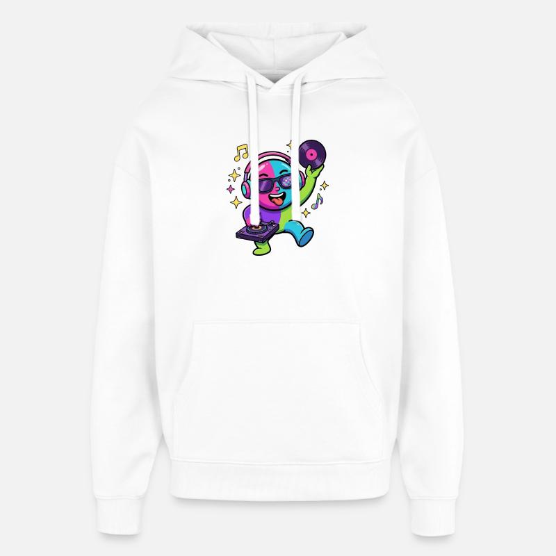 Neon DJ Emoticon Dance Party - Sweat à capuche unisexe Stanley/Stella Oversized - blanc