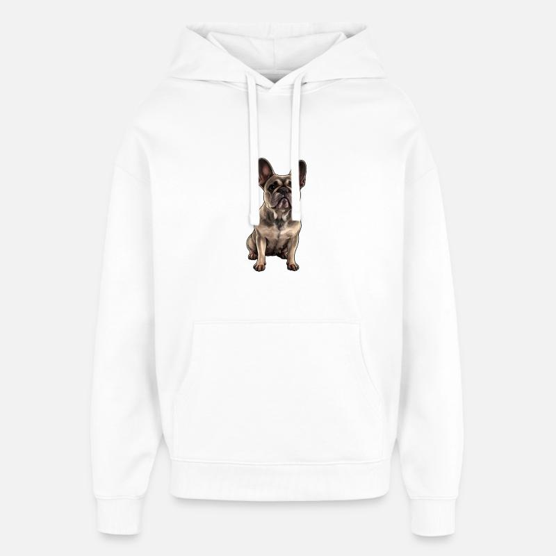 Bouledogue français, Bouledogue français, Bouledogue - Sweat à capuche unisexe Stanley/Stella Oversized - blanc