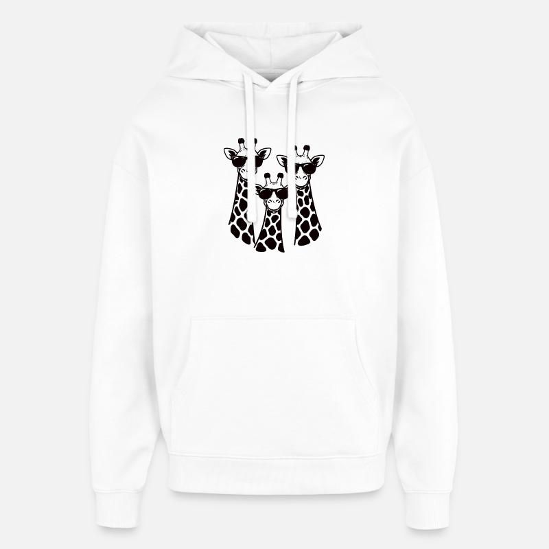 Trio girafe avec lunettes de soleil - Sweat à capuche unisexe Stanley/Stella Oversized - blanc