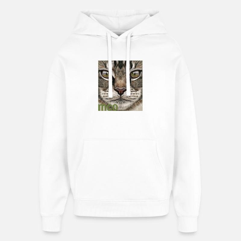 Chat Maine Coon - Sweat à capuche unisexe Stanley/Stella Oversized - blanc