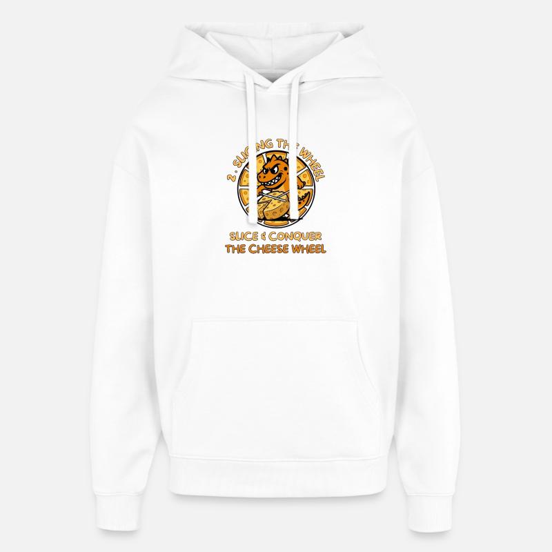 KäseDino : Découpe et Conquérance - Sweat à capuche unisexe Stanley/Stella Oversized - blanc
